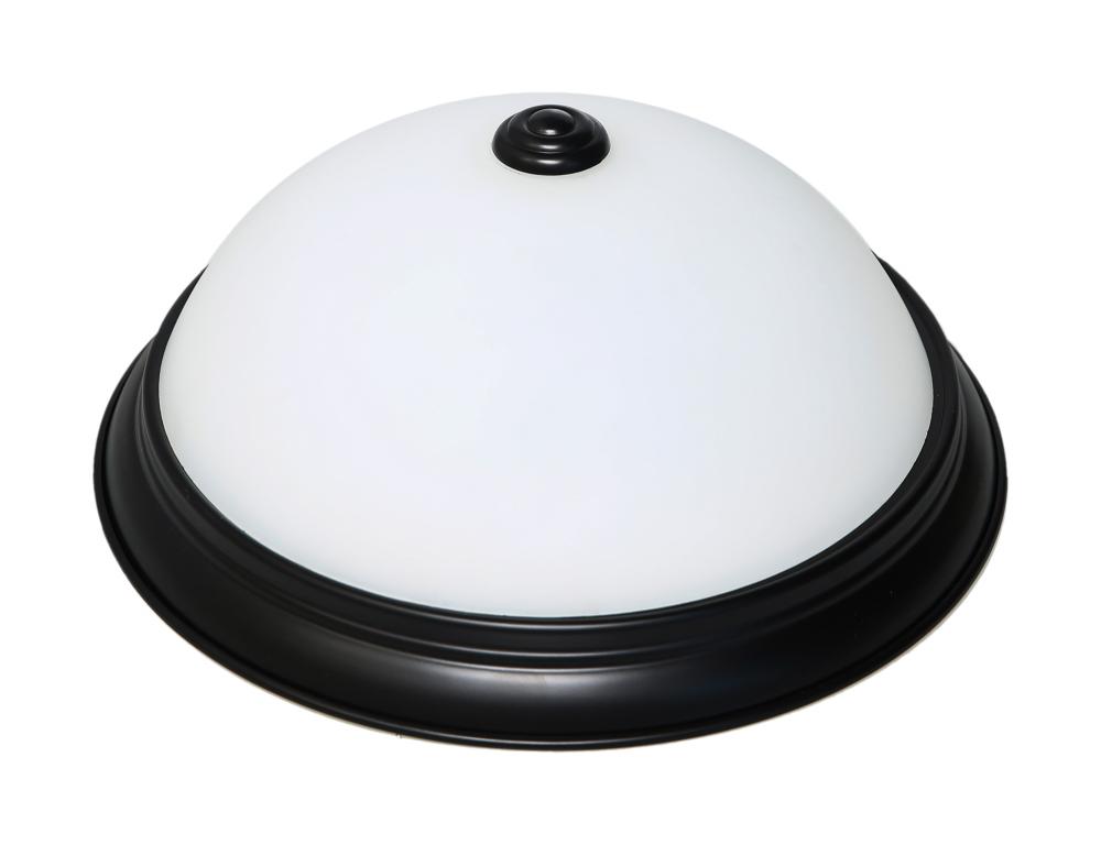 11" LED Flush Dome Fixture; Mahogany Bronze Finish with Frosted Glass