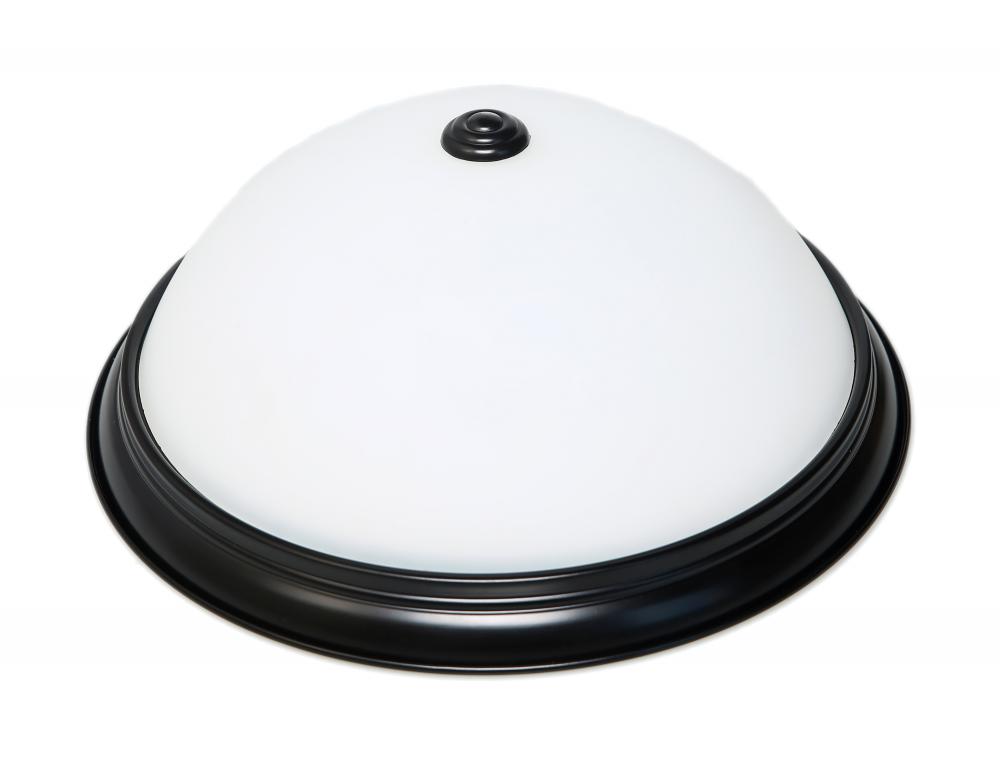 13" LED Flush Dome Fixture; Mahogany Bronze Finish with Frosted Glass