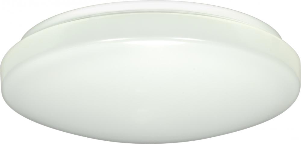 14"- LED Flush with White Acrylic Lens - White Finish - with Occupancy Sensor - 120V
