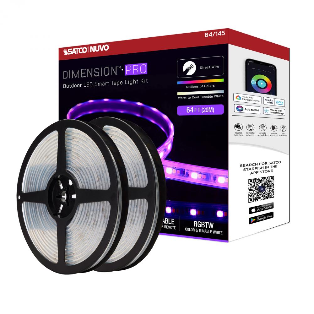 Dimension Pro; Tape light strip; 64 ft.; Hi-Output; RGB plus Tunable White; J-Box connection; IP65;