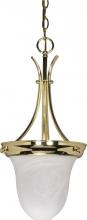 Nuvo 60/396 - 1-Light Bell Pendant Light in Polished Brass Finish with Alabaster Glass