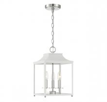 Savoy House Meridian M30013WHPN - 3-Light Pendant in White with Polished Nickel