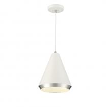 Savoy House Meridian M70122WHPN - 1-Light Pendant in White with Polished Nickel